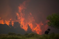 Grécko požiar lesný oheň hasič les