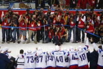 Finále MS v hokeji Rusko - Fínsko a oslava titulu